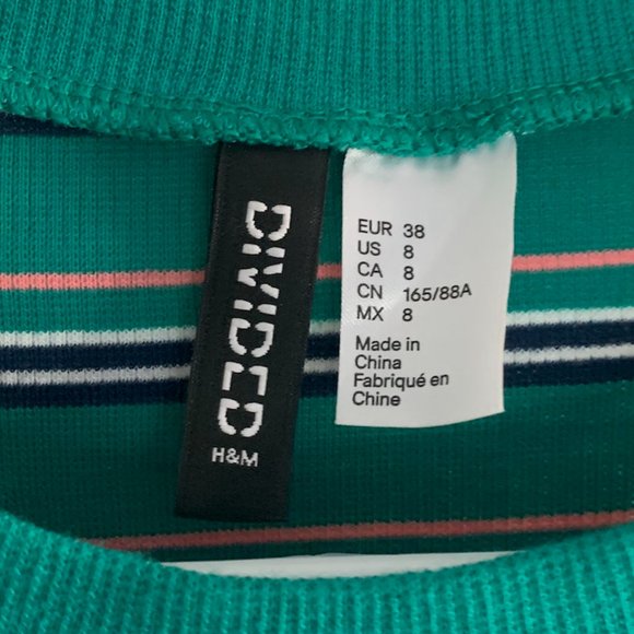H&M Divided Green Striped T-shirt Dress - Picture 3 of 4